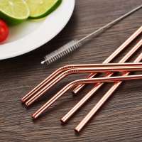 Bar Accesory Stainless Steel 304 Rose Gold Metal Steel Drinking Straw