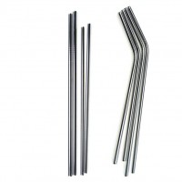 Reusable Stainless Steel Metal Straws and Drinking Straw Cleaning Brush for Multiple Size Straws